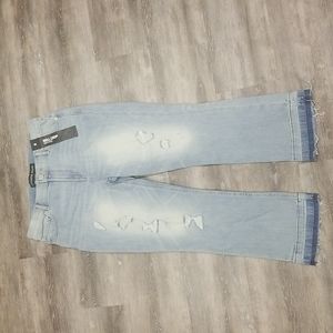 NWT Express High Waisted Bell Crop Jeans